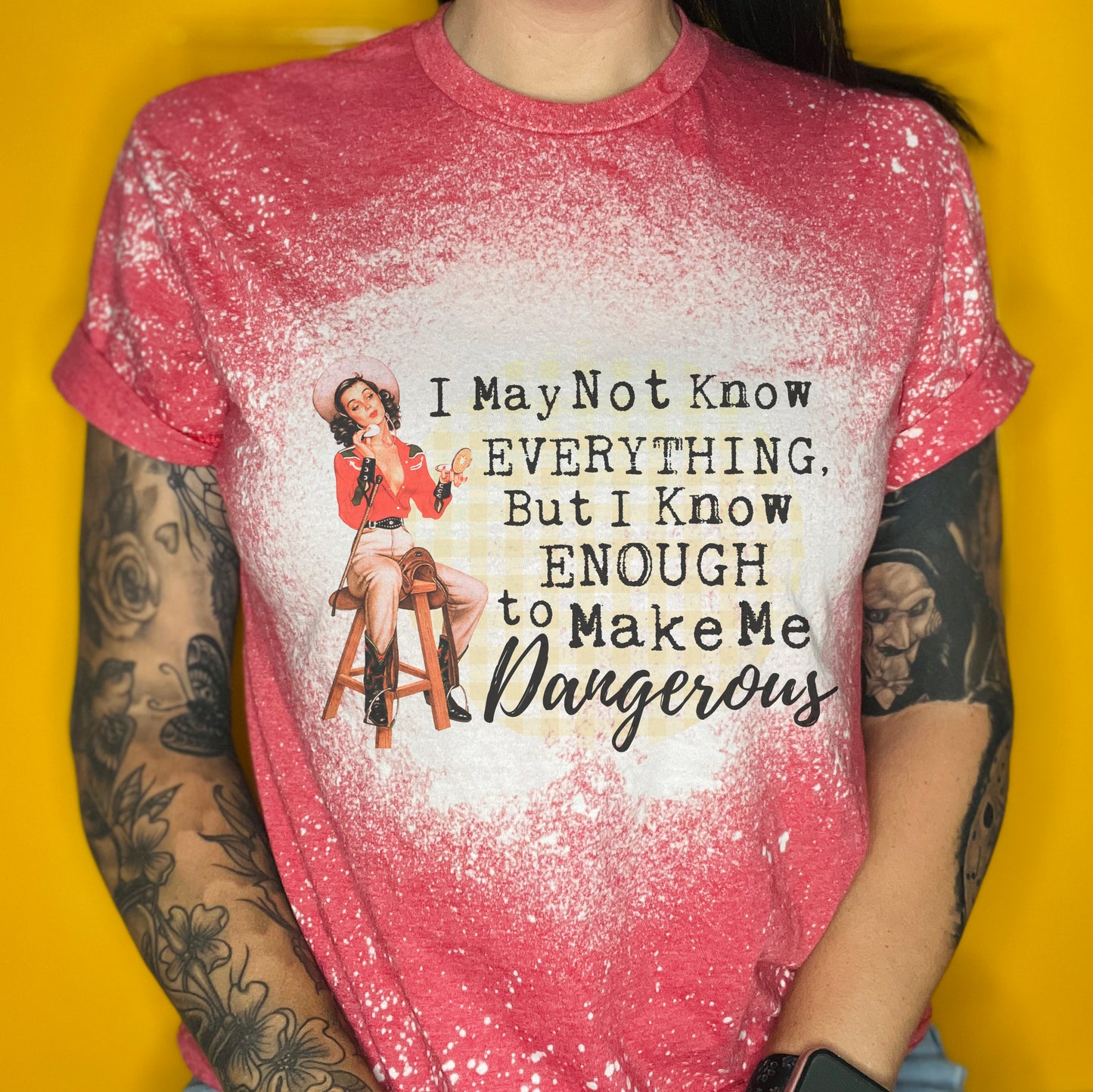 Enough To Make Me Dangerous Tee Shirt, Retro Housewife Bleached Tee