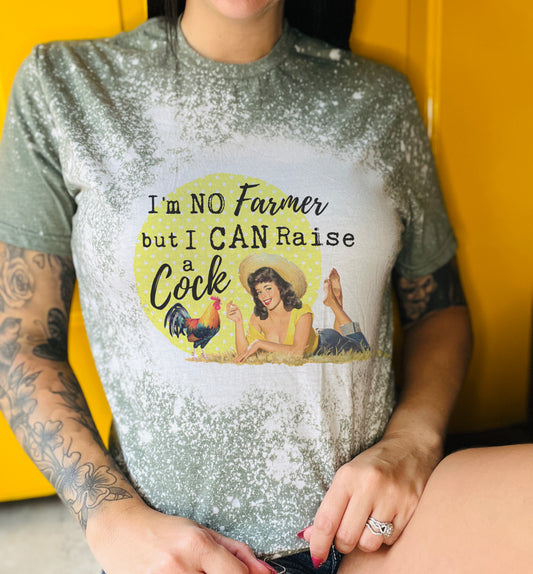 I'm No Farmer Tee Shirt, Retro Housewife Bleached Tee
