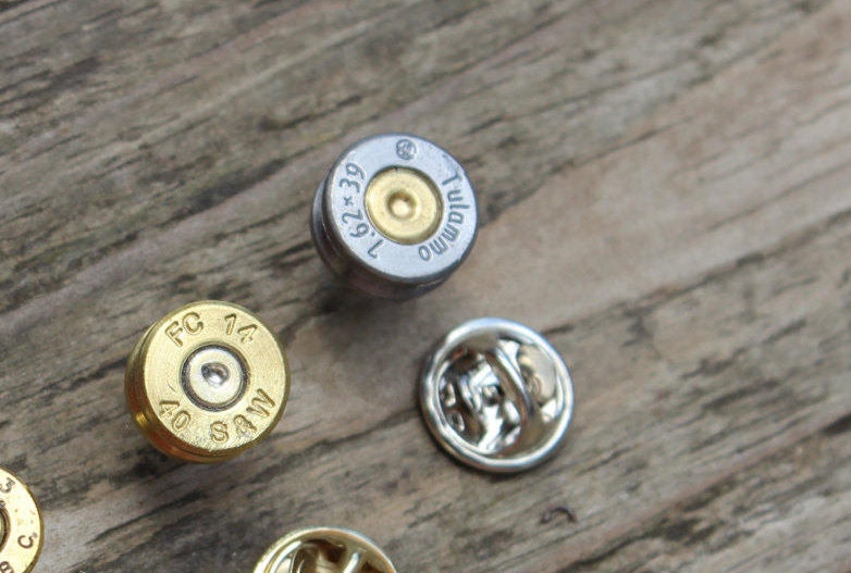 Handmade Spent Bullet Tie Tack Bullet Hat Pin Bullet Lapel Pin Men's Accessories 7.62x39
