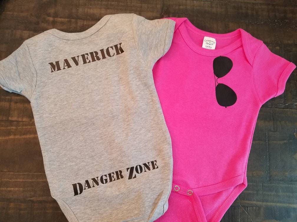 Aviator Sunglasses Baby Creeper Grey or Pink - Top Gun Creeper - Danger Zone Creeper - Maverick - Goose - Iceman - CUSTOM Bodysuit