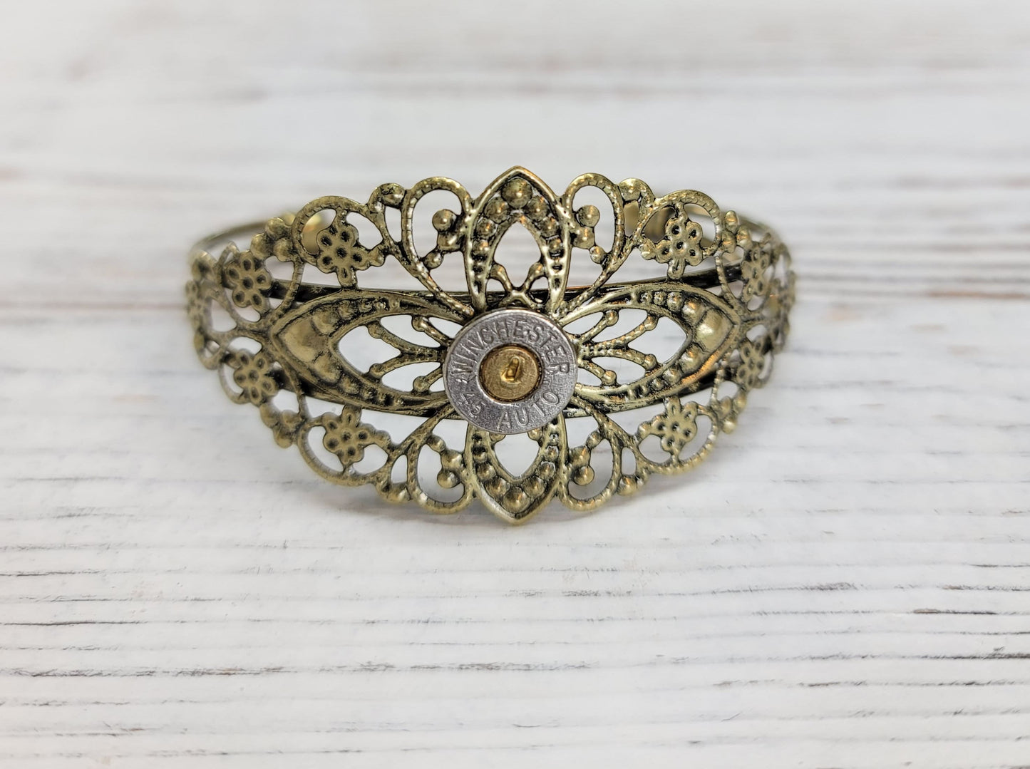 Handmade Filigree Bullet Cuff Bullet Bracelet for the Country Hunting Girl Country Wedding