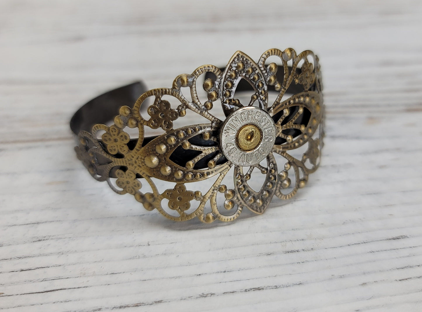 Handmade Filigree Bullet Cuff Bullet Bracelet, Country Wedding Jewelry