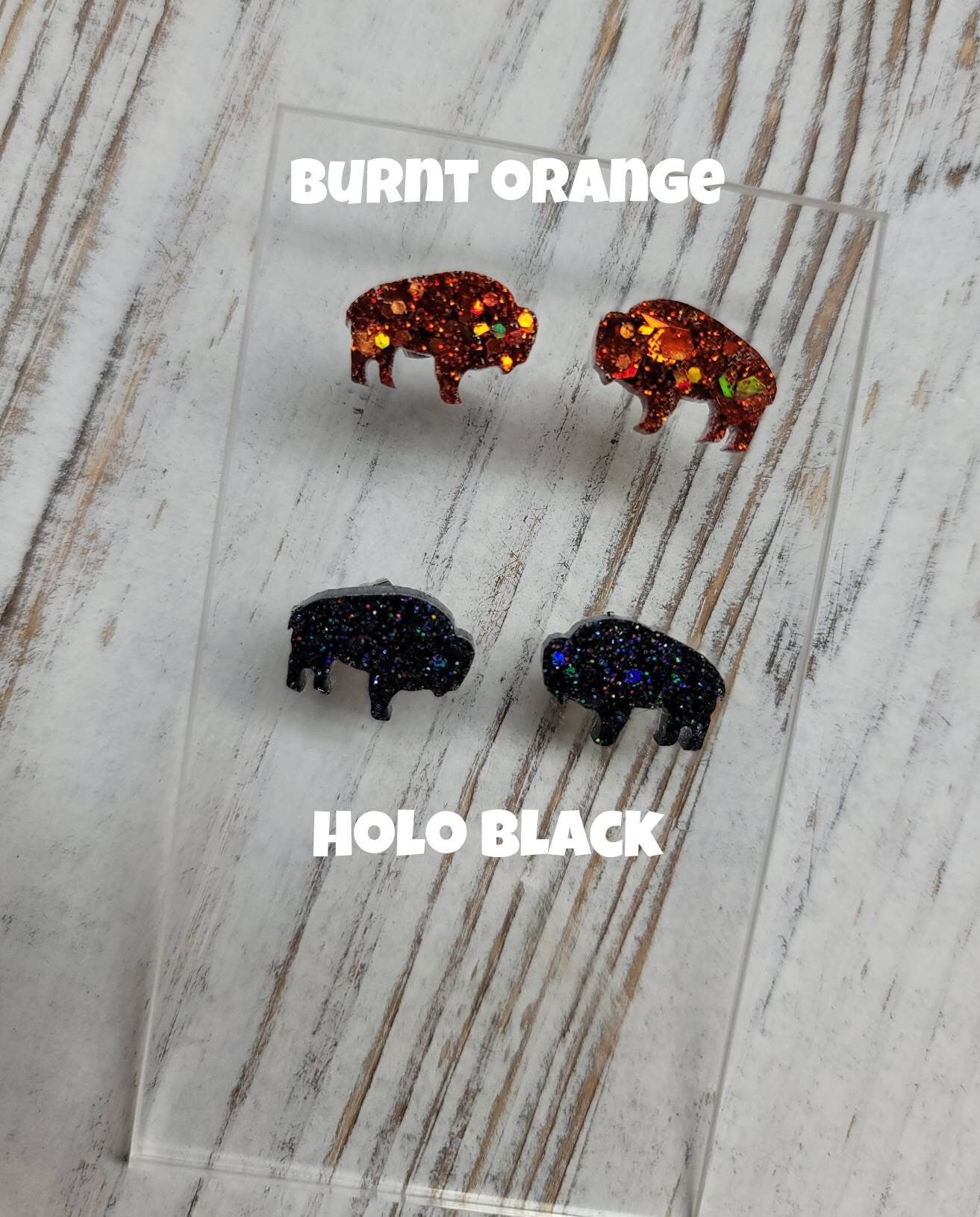Chunky Glitter 716 Buffalo Stud Earrings, 716 Buffalo Earrings, 716 Buffalo Post Earrings, Fun Earrings, Buffalo Jewelry