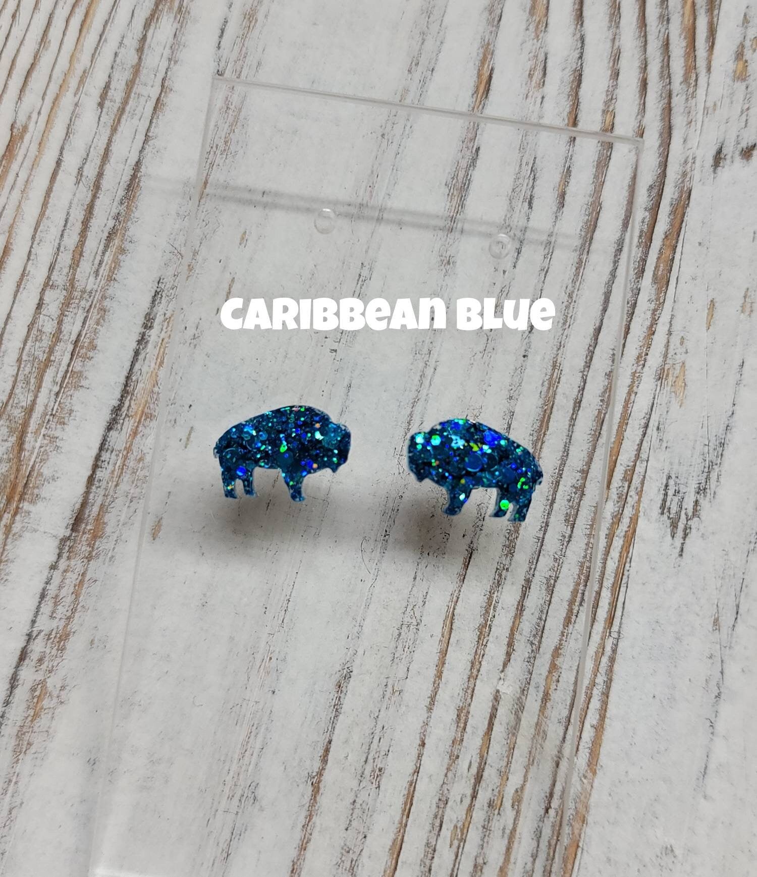 Chunky Glitter 716 Buffalo Stud Earrings, 716 Buffalo Earrings, 716 Buffalo Post Earrings, Fun Earrings, Buffalo Jewelry