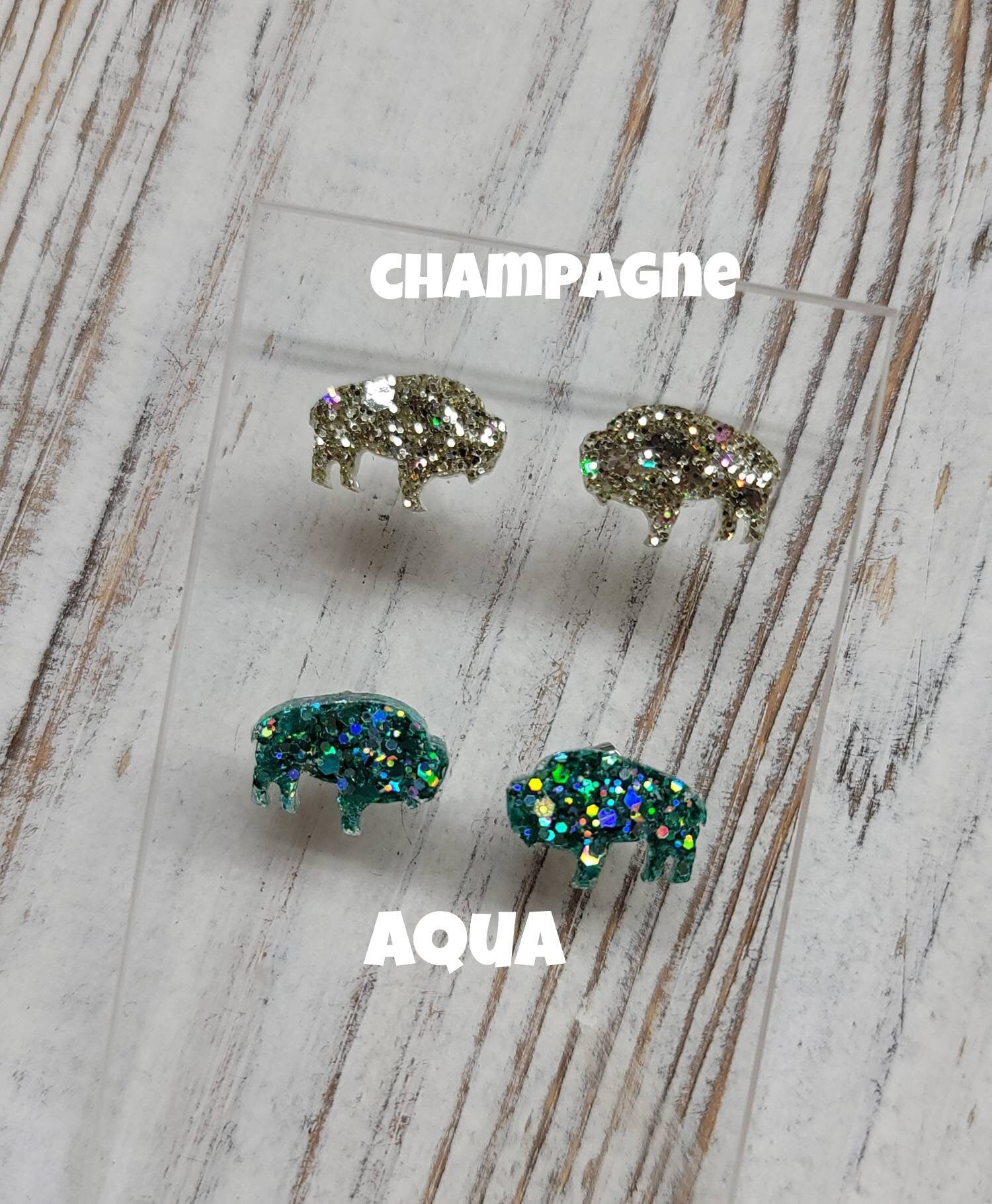 Chunky Glitter 716 Buffalo Stud Earrings, 716 Buffalo Earrings, 716 Buffalo Post Earrings, Fun Earrings, Buffalo Jewelry