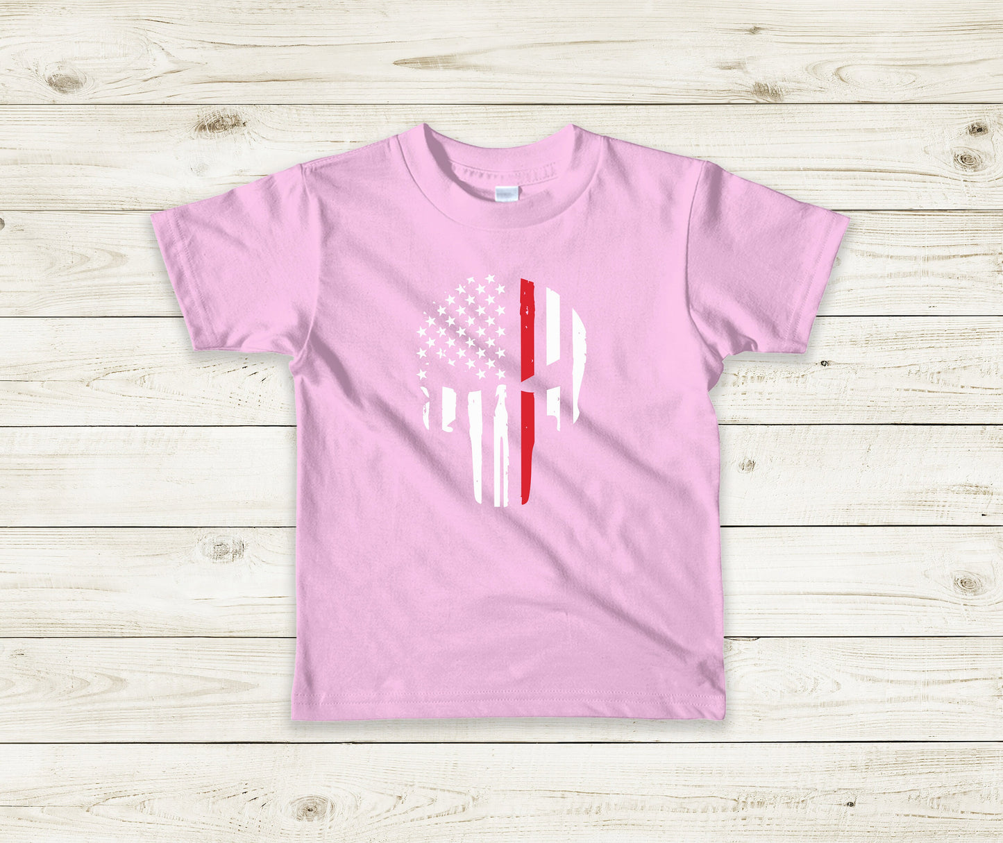 Thin Red Line Toddler Tee Kid's Tee T-Shirt - Firefighters- Military - American Flag - Red Line Flag - First Responders