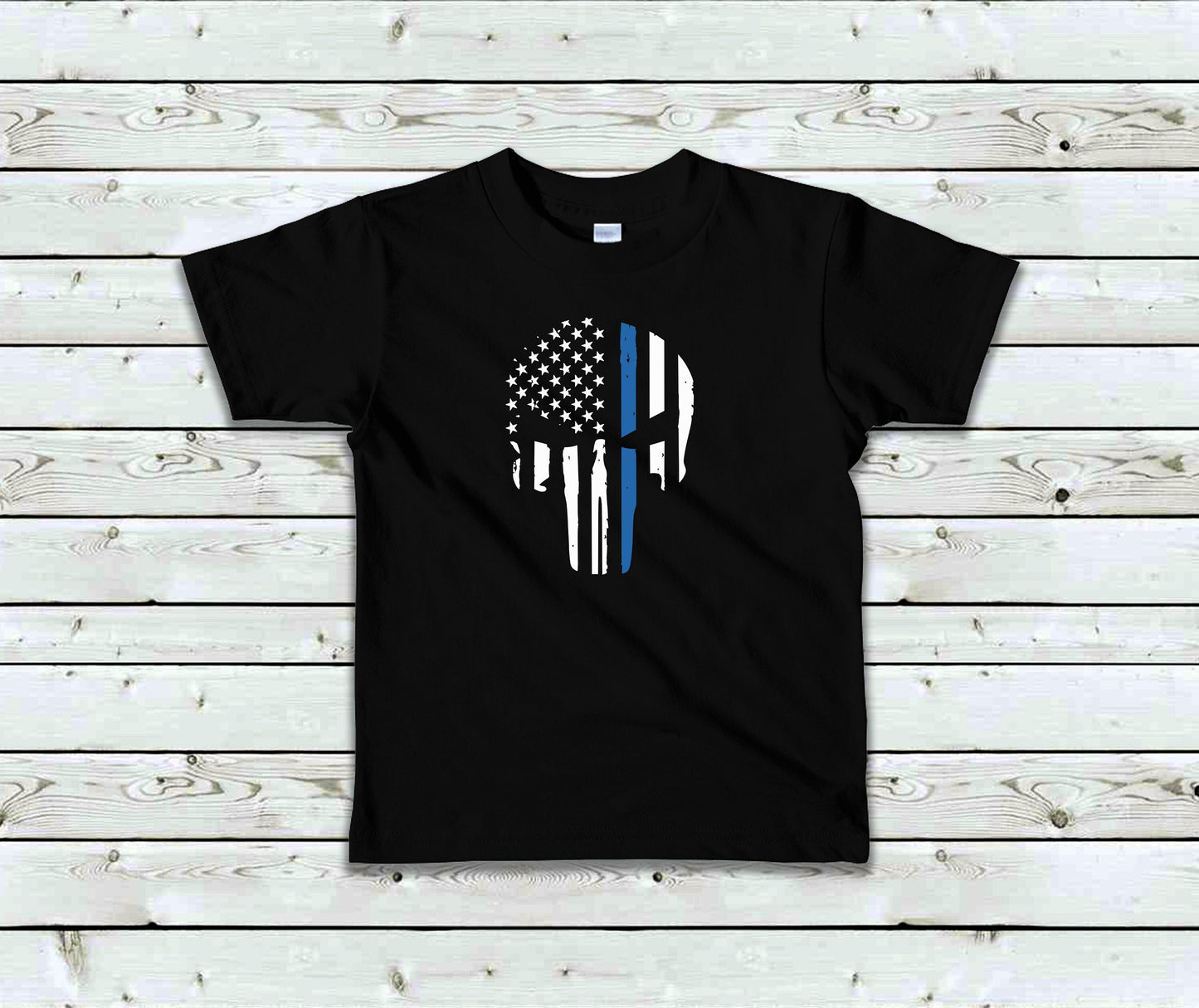 Thin Blue Line Toddler Tee Kid's Tee T-Shirt - Law Enforcement - Police Flag - American Flag - Blue Line Flag - Police