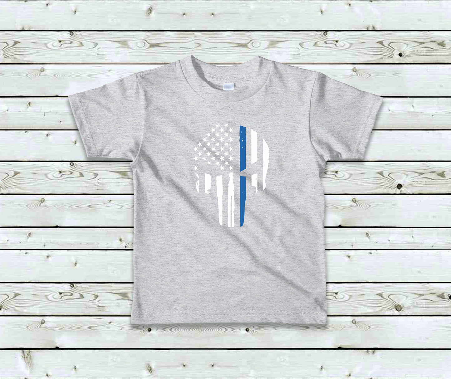 Thin Blue Line Toddler Tee Kid's Tee T-Shirt - Law Enforcement - Police Flag - American Flag - Blue Line Flag - Police