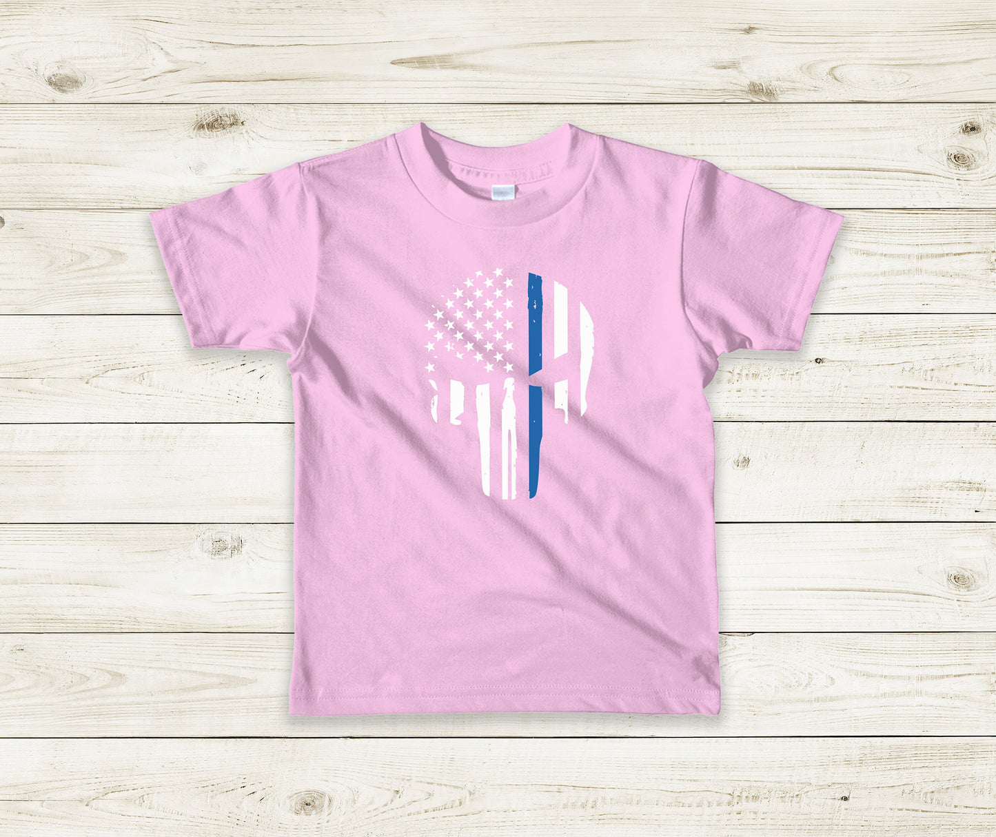 Thin Blue Line Toddler Tee Kid's Tee T-Shirt - Law Enforcement - Police Flag - American Flag - Blue Line Flag - Police