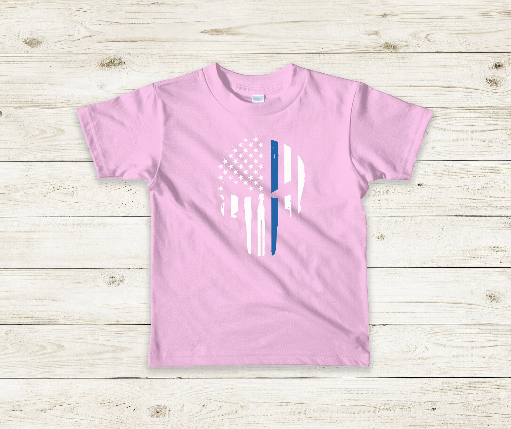 Thin Blue Line Toddler Tee Kid's Tee T-Shirt - Law Enforcement - Police Flag - American Flag - Blue Line Flag - Police