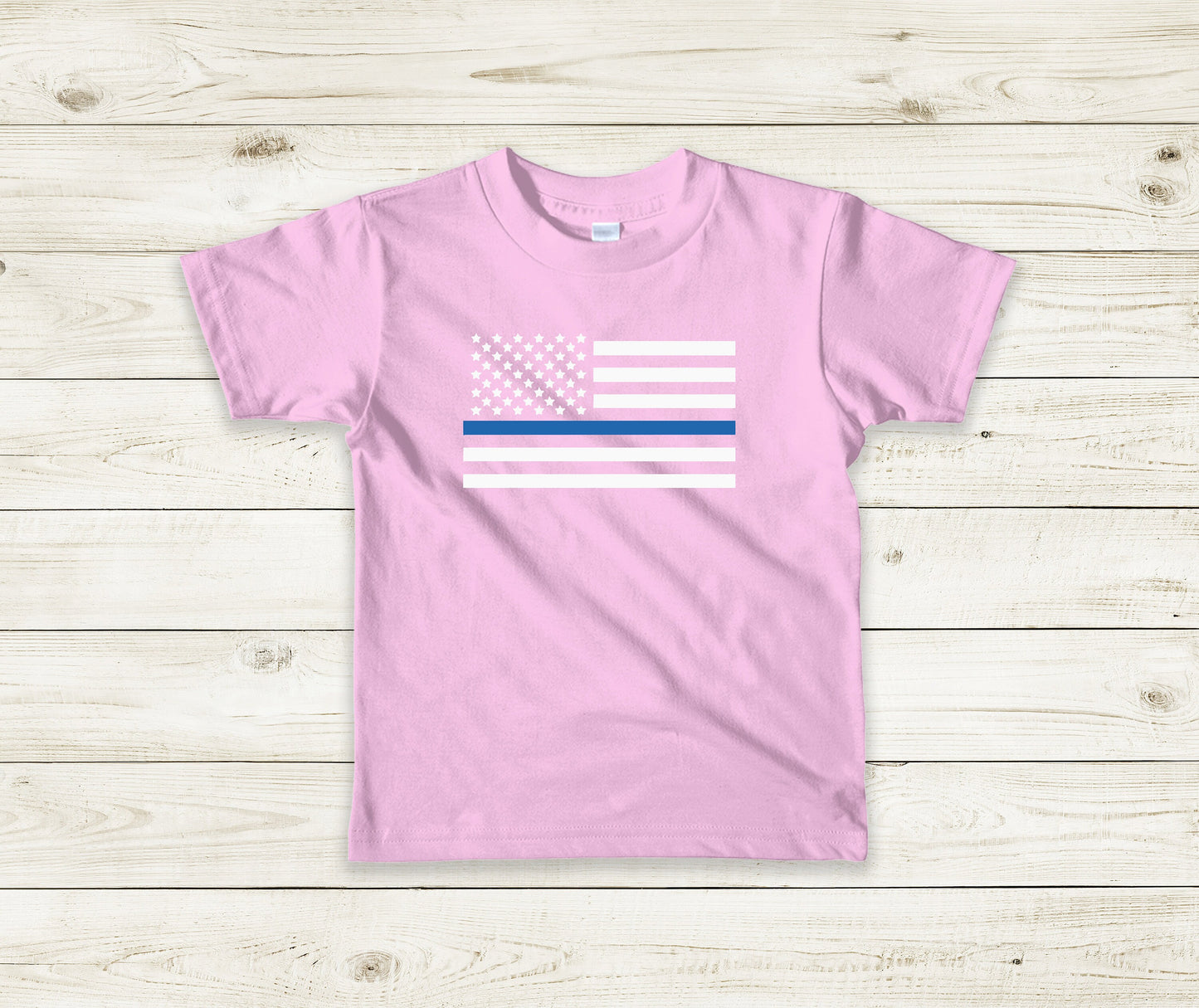 Thin Blue Line Toddler Tee Kid's Tee T-Shirt - Law Enforcement - Police Flag - American Flag - Blue Line Flag - Police