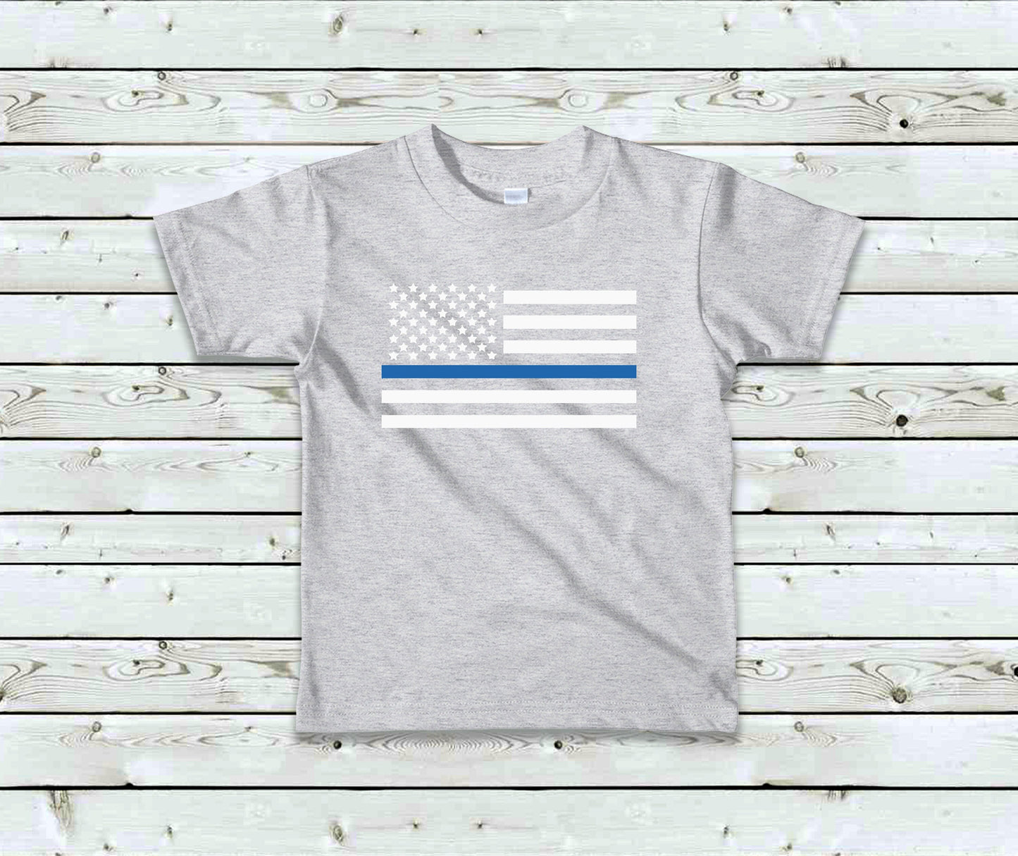 Thin Blue Line Toddler Tee Kid's Tee T-Shirt - Law Enforcement - Police Flag - American Flag - Blue Line Flag - Police