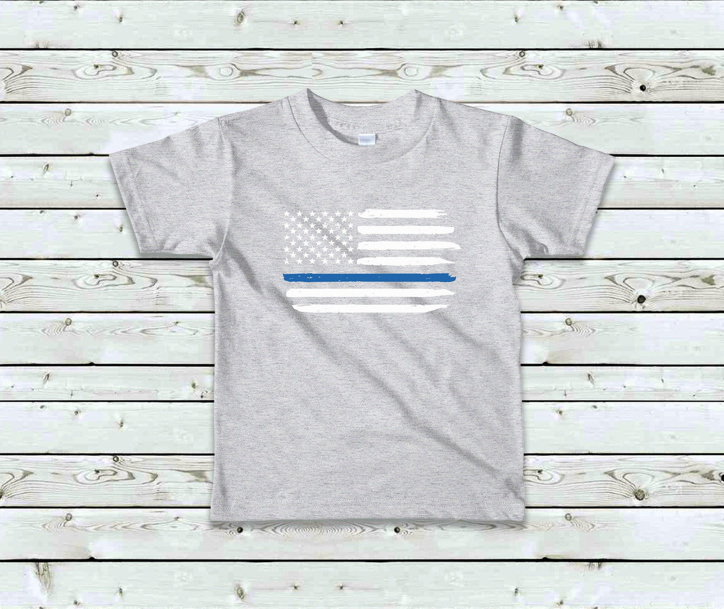Thin Blue Line Toddler Tee Kid's Tee T-Shirt - Law Enforcement - Police Flag - American Flag - Blue Line Flag - Police
