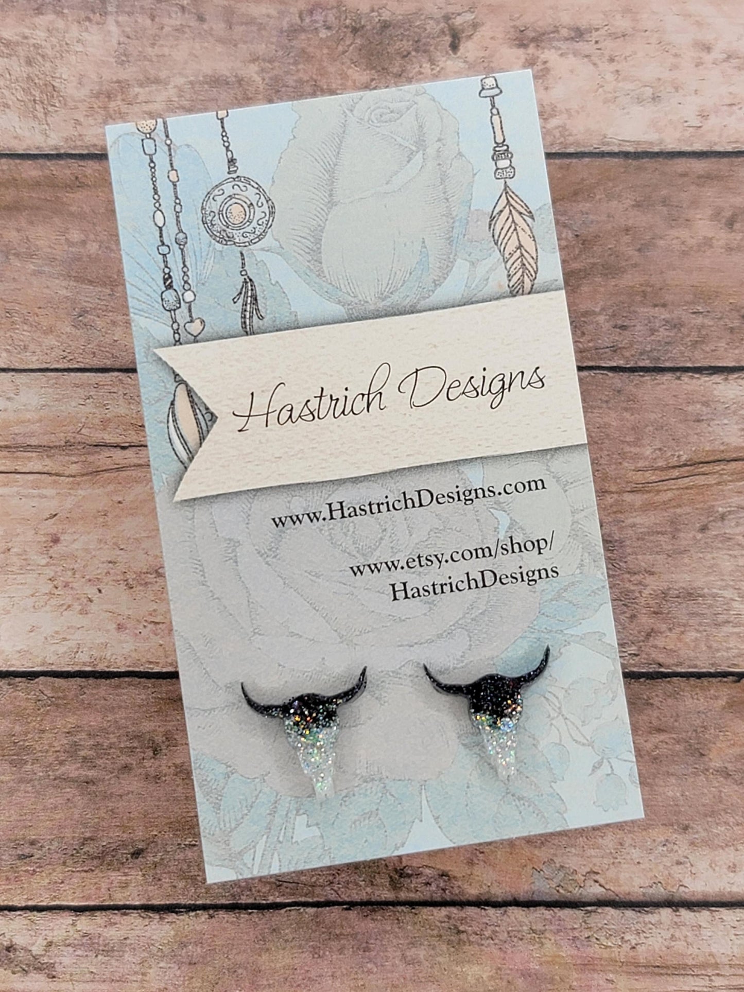 Chunky Glitter Bull Skull Stud Earrings, Cow Skull Earrings, Cow Skull Stud Earrings Bull Skull Earrings, Fun Earrings, Cattle Jewelry