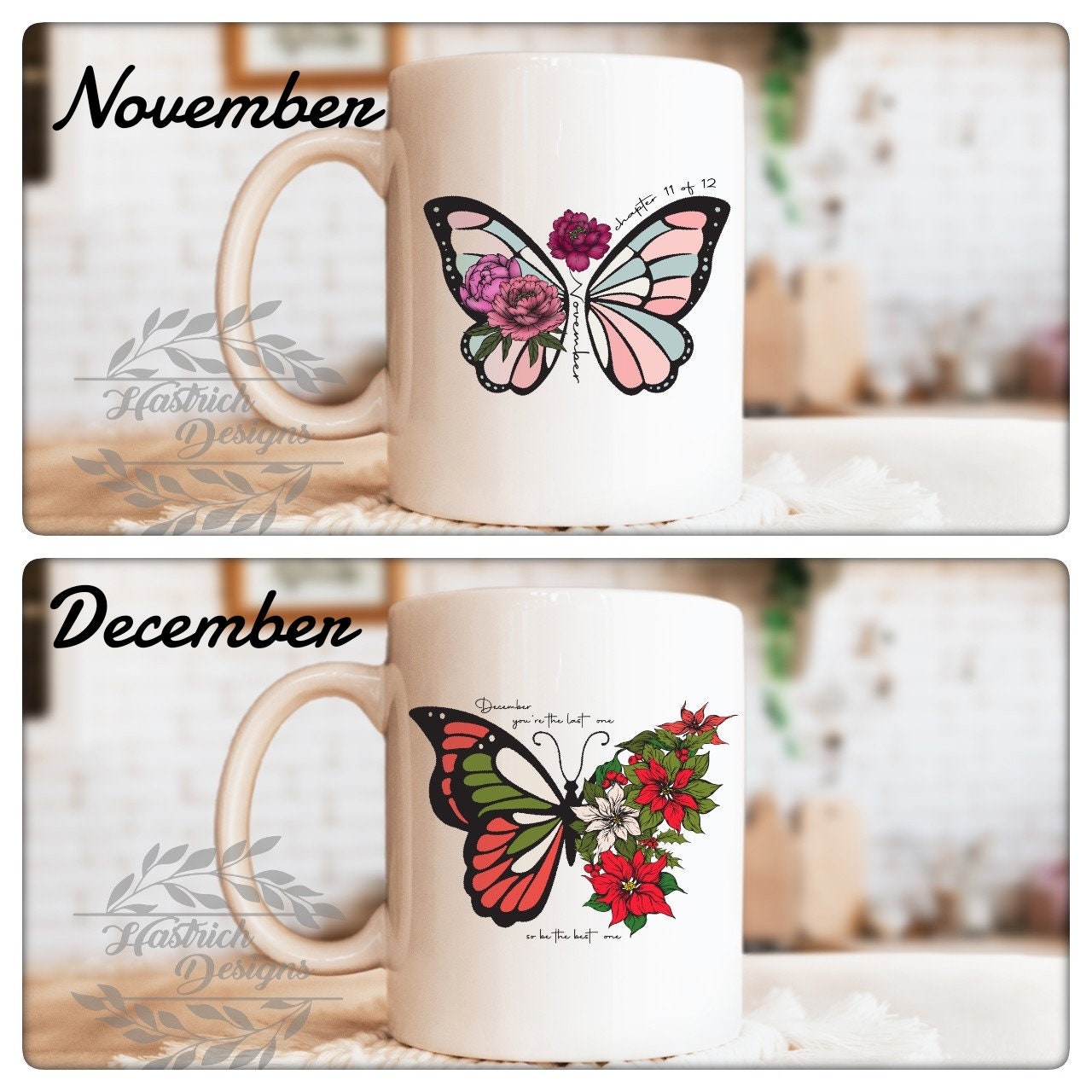 Butterfly Birth Month Mug, Birthday Mug, Butterfly Mug
