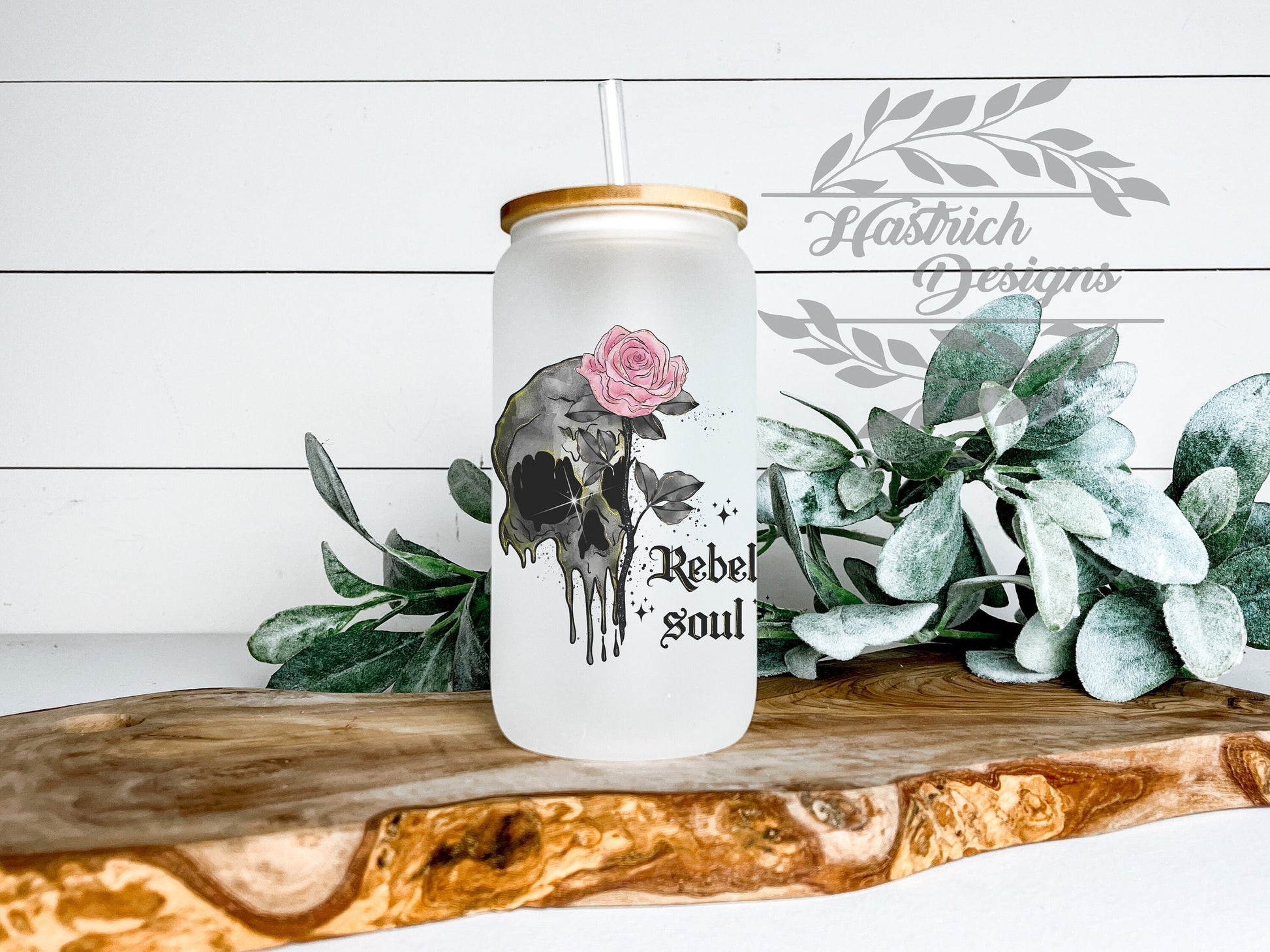 Rebel Soul Skull Cup Iced Coffee Cup Glass, Beer Can Glass, Floral Skull Coffee Cup, Glass Cup Coffee Can Beer, Skull Soda Can Glass