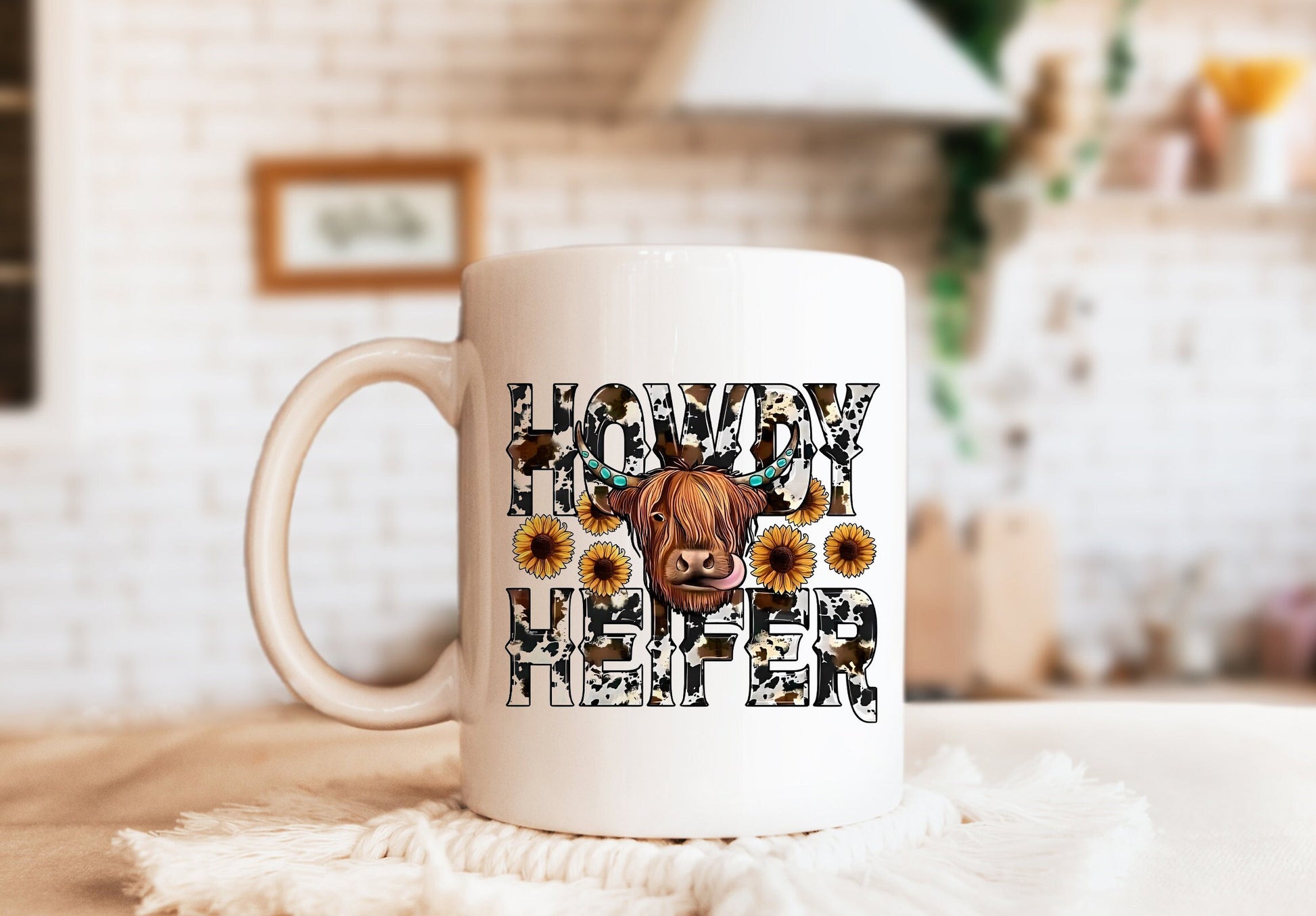 Howdy Heifer Cow Mug, Cow Mug, Scottish Highland Coffee Mug