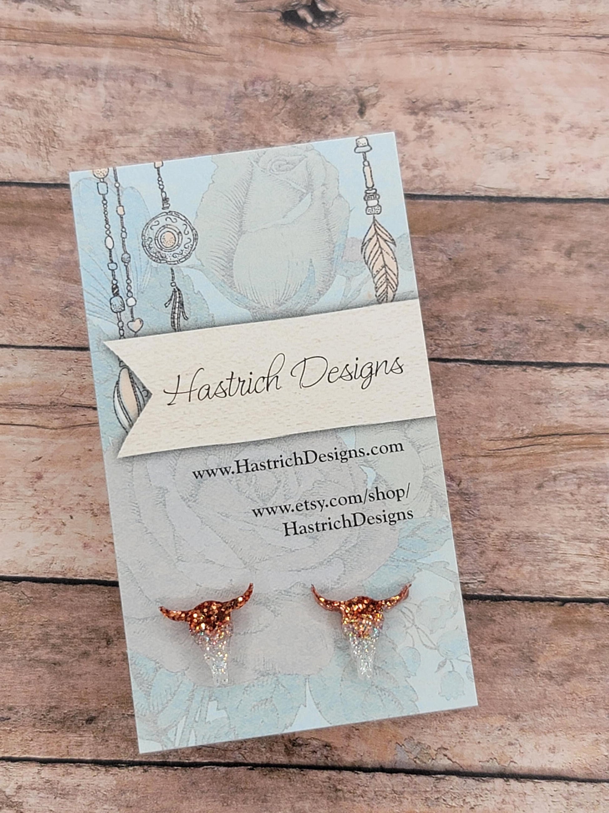 Chunky Glitter Bull Skull Stud Earrings, Cow Skull Earrings, Cow Skull Stud Earrings Bull Skull Earrings, Fun Earrings, Cattle Jewelry