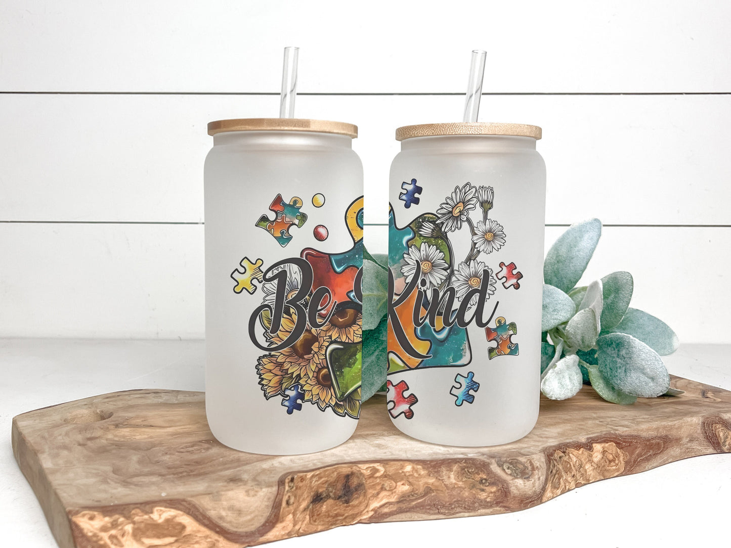 Autism Awareness Cup Iced Coffee Cup Glass, Beer Can Glass, Autism Coffee Cup, Glass Cup Coffee Can Beer, Autism Glass Can