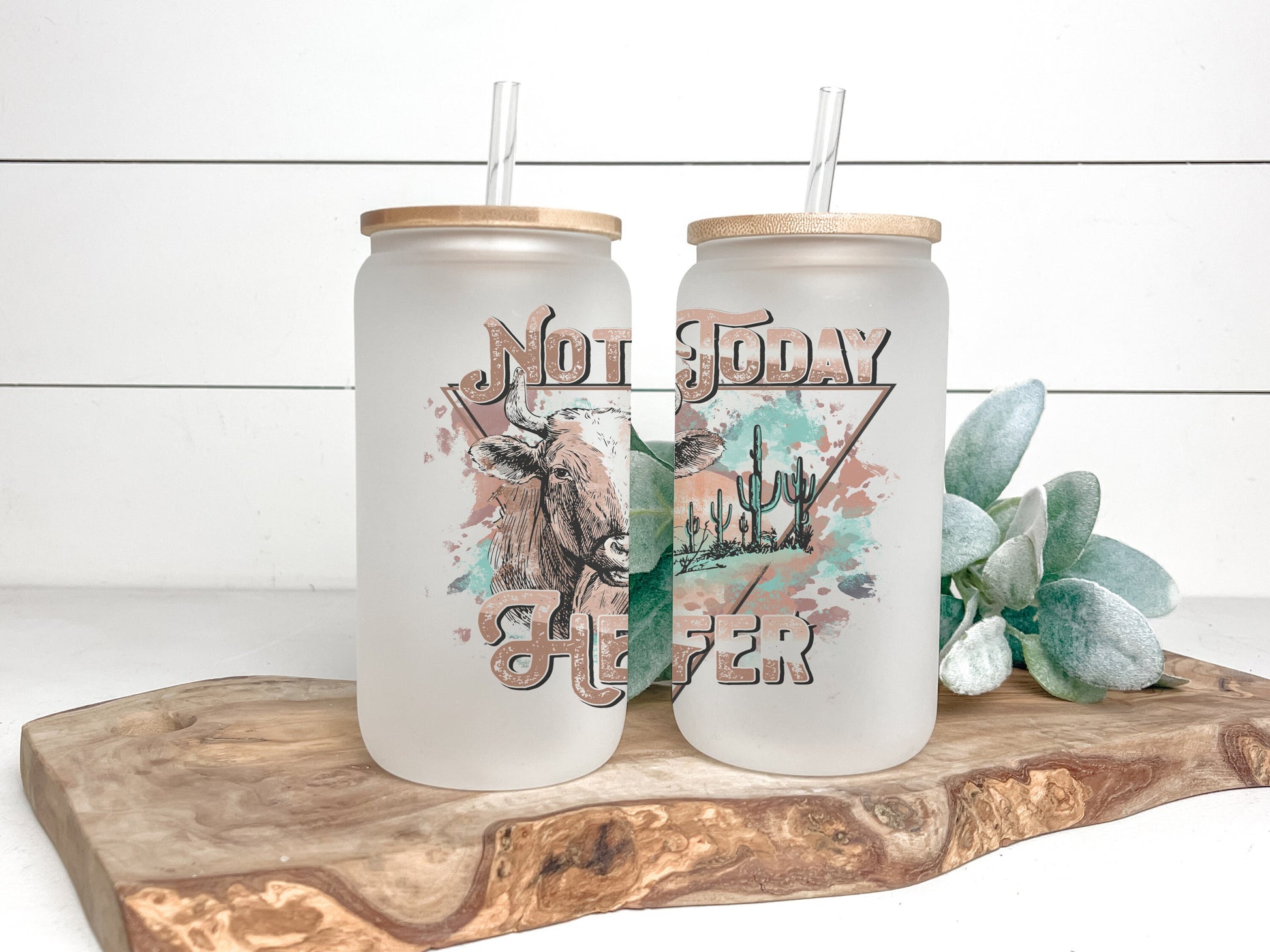 Not Today Heifer Cow Cup Iced Coffee Cup Glass, Beer Can Glass, Cow Coffee Cup, Glass Cup Coffee Can Beer, Cow Soda Can Glass