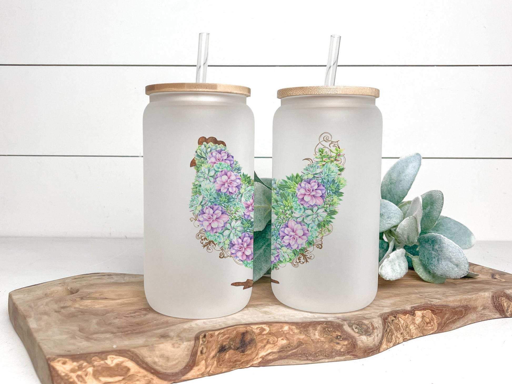 Succulent Chicken Cup Iced Coffee Cup Glass, Beer Can Glass, Chicken Coffee Cup, Glass Cup Coffee Can Beer, Chicken Soda Can Glass