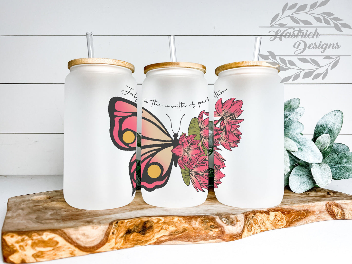 Butterfly Birth Month Cup Iced Coffee Cup Glass, Beer Can Glass, Birth Month Coffee Cup, Glass Cup Coffee Can Beer, Gifts for Her