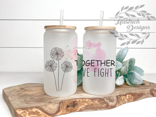 Breast Cancer Awareness Cup Iced Coffee Cup Glass, Beer Can Glass, Breast Cancer Coffee Cup, Glass Cup Coffee Can Beer