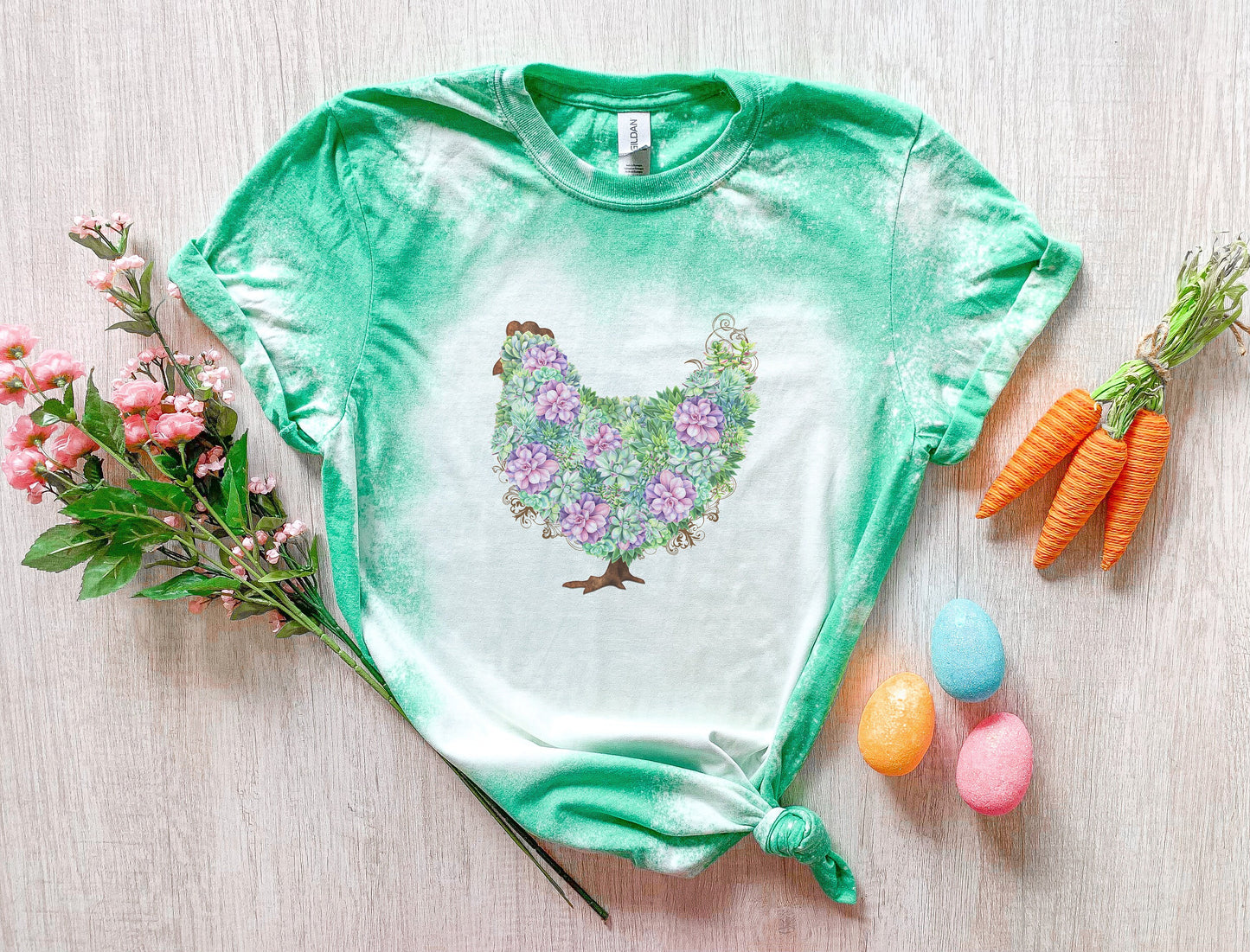 Succulent Chicken Shirt Tee, Easter Chicken Bleached Tee, Country Bleached Shirt, Chicken Shirt Tee