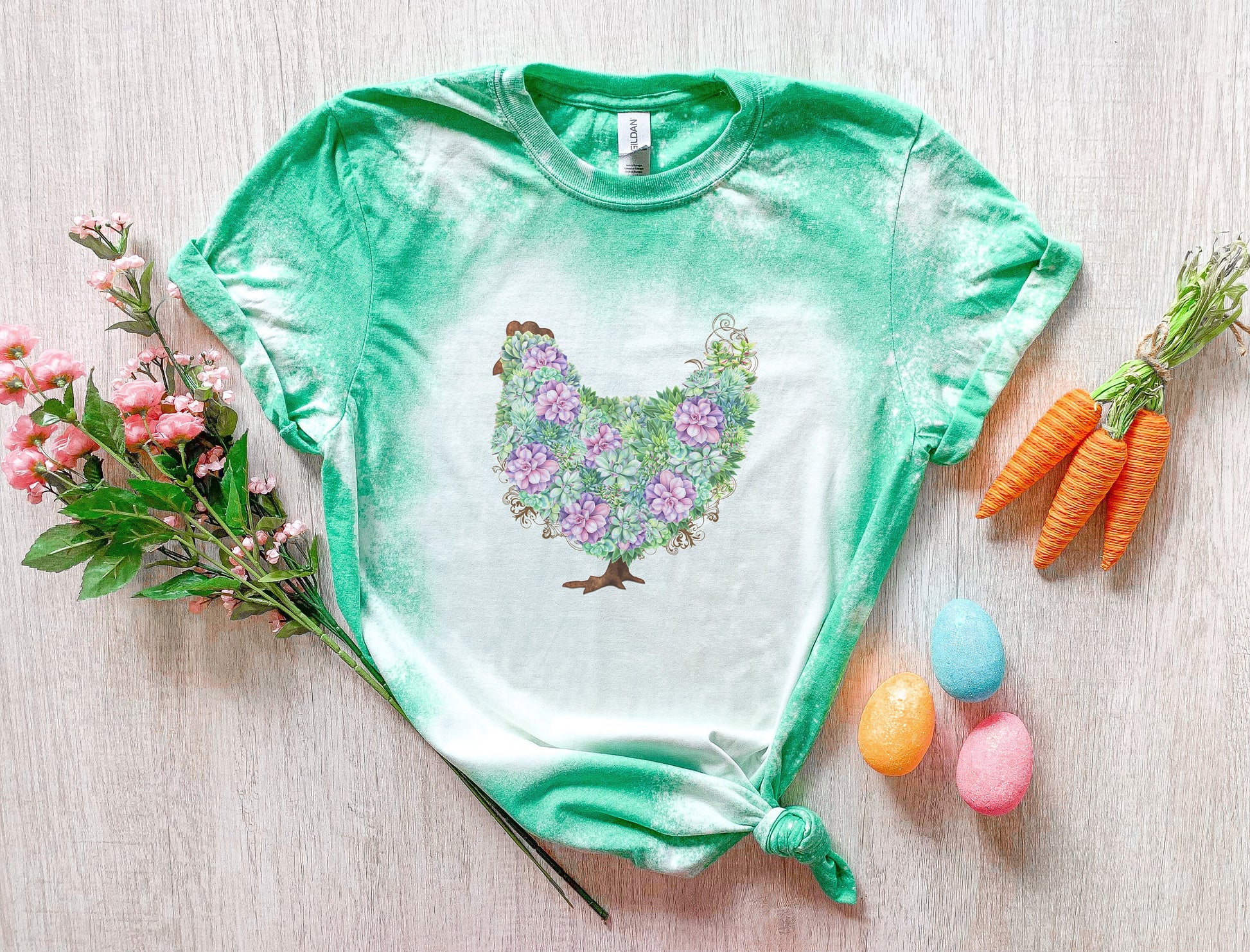 Succulent Chicken Shirt Tee, Easter Chicken Bleached Tee, Country Bleached Shirt, Chicken Shirt Tee