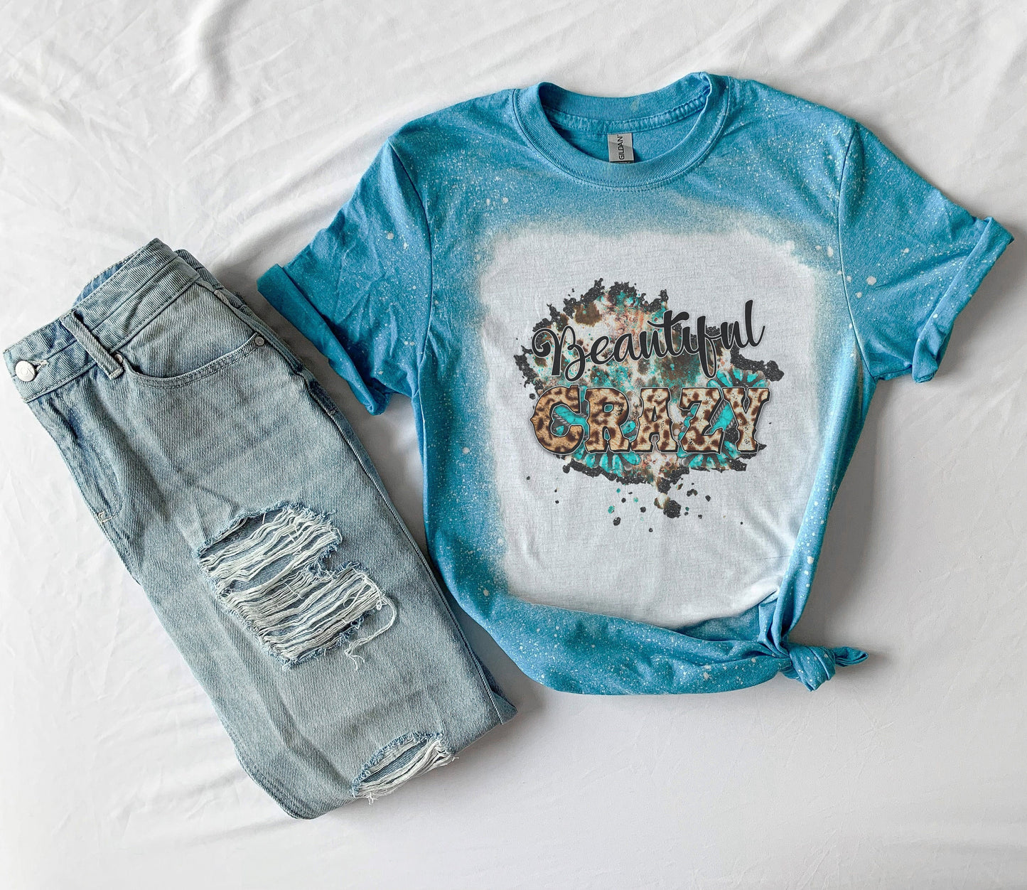 Beautiful Crazy Shirt Tee, Beautiful Crazy Bleached Tee Bleached Shirt