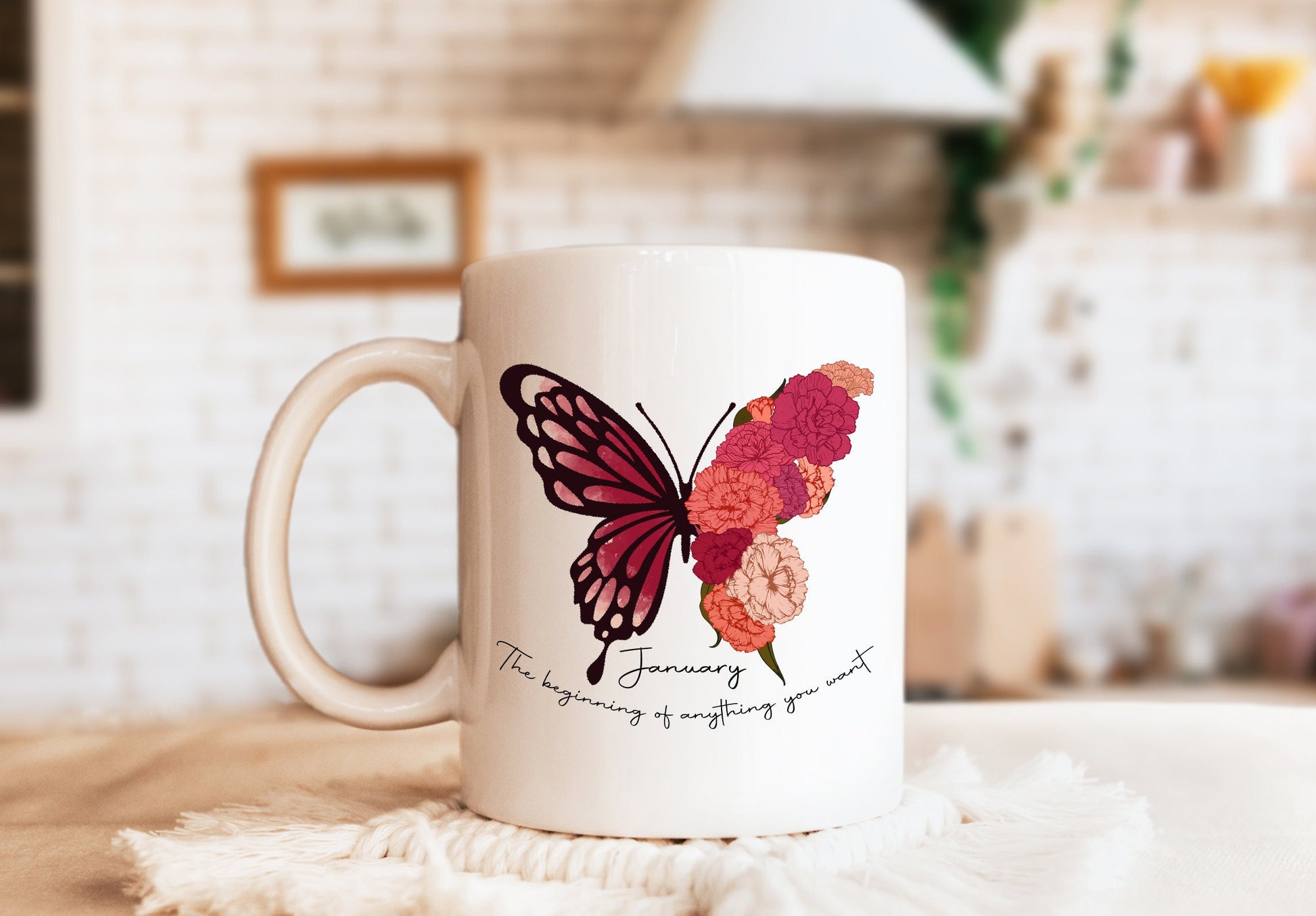 Butterfly Birth Month Mug, Birthday Mug, Butterfly Mug