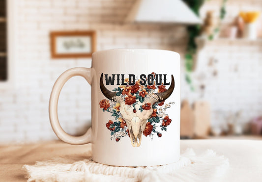 Wild Soul Mug, Country Mug, Western Mug, Southern Mug Cow Skull Mug