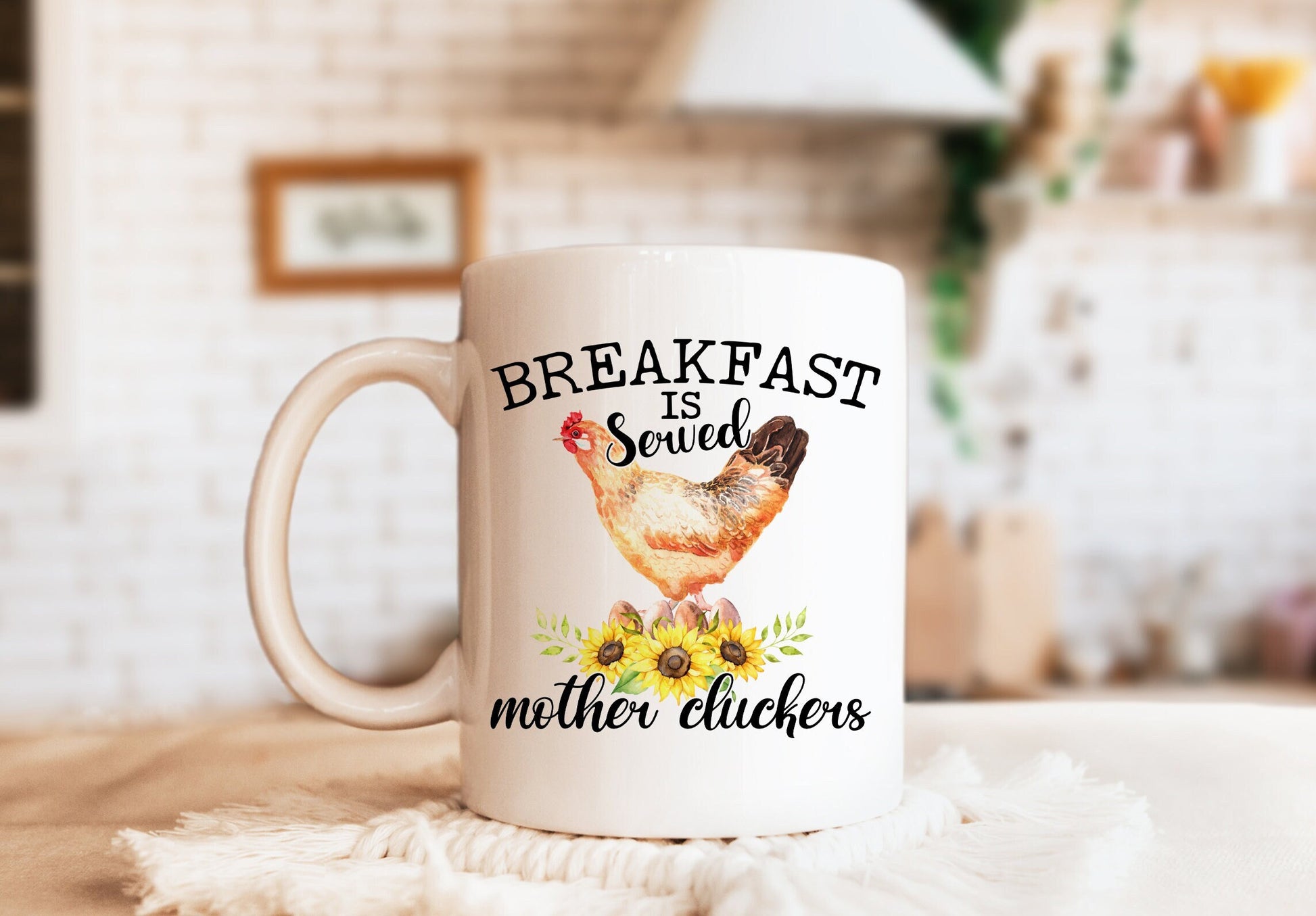 Breakfast Is Served Mother Cluckers Mug, Humorous Mug, Sarcastic Mug, Funny Mug