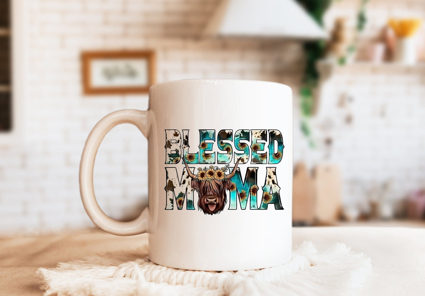 Blessed Mama Cow Mug, Cow Mug, Scottish Highlander