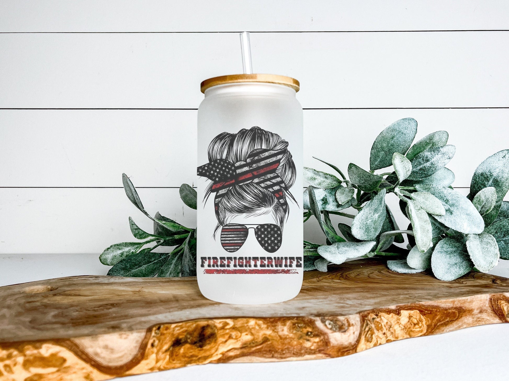 Firefighter Wife Cup Iced Coffee Cup Glass, Beer Can Glass, Fire Wife Iced Coffee Cup, Glass Cup Coffee Can Beer, Fire Wife Soda Can Glass