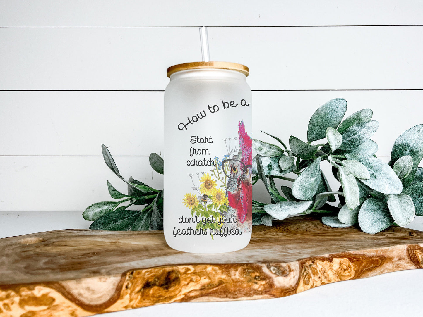 How To Be A Happy Chick Chicken Cup Iced Coffee Cup Glass, Beer Can Glass, Chicken Coffee Cup, Glass Cup Coffee Can Beer