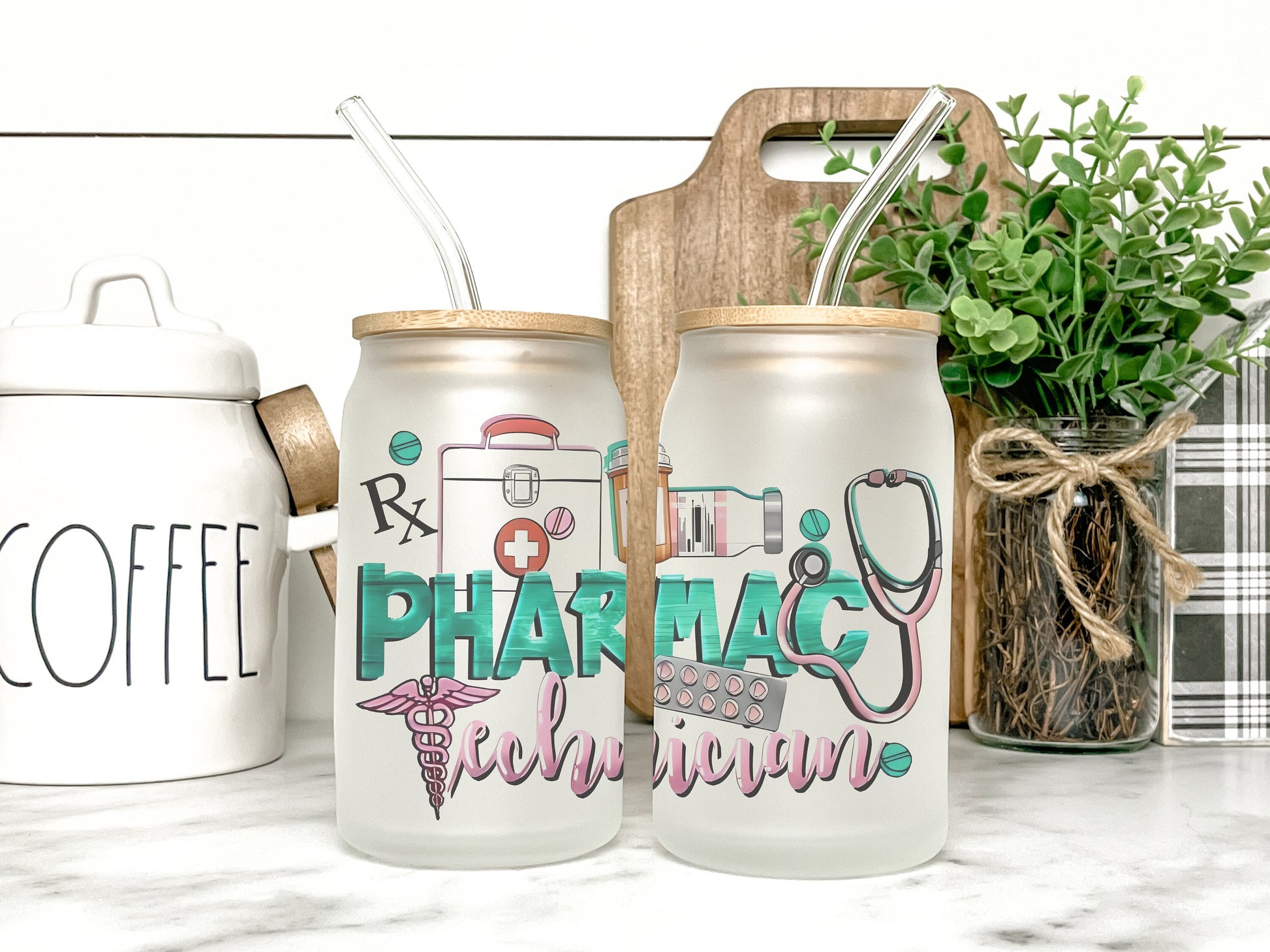 Pharmacy Technician Cup Iced Coffee Cup Glass, Beer Can Glass, Pharmacy Technician Iced Coffee Cup, Glass Cup Coffee Can Beer