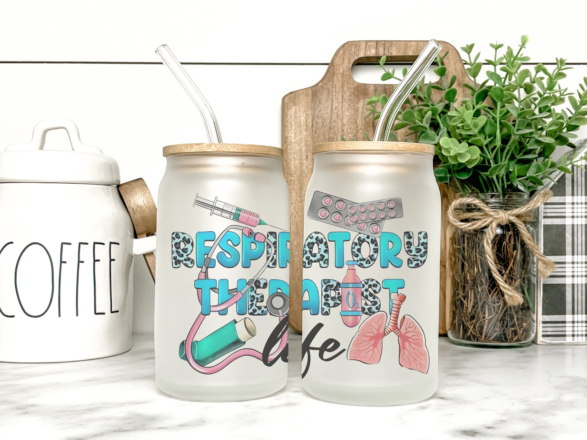 Respiratory Therapist Cup Iced Coffee Cup Glass, Beer Can Glass, Respiratory Therapist Iced Coffee Cup, Glass Cup Coffee Can Beer