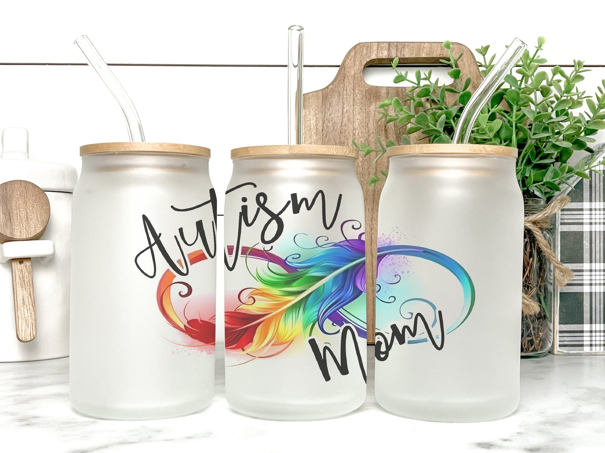 Autism Mom Cup Iced Coffee Cup Glass, Beer Can Glass, Autism Coffee Cup, Glass Cup Coffee Can Beer, Autism Glass Can