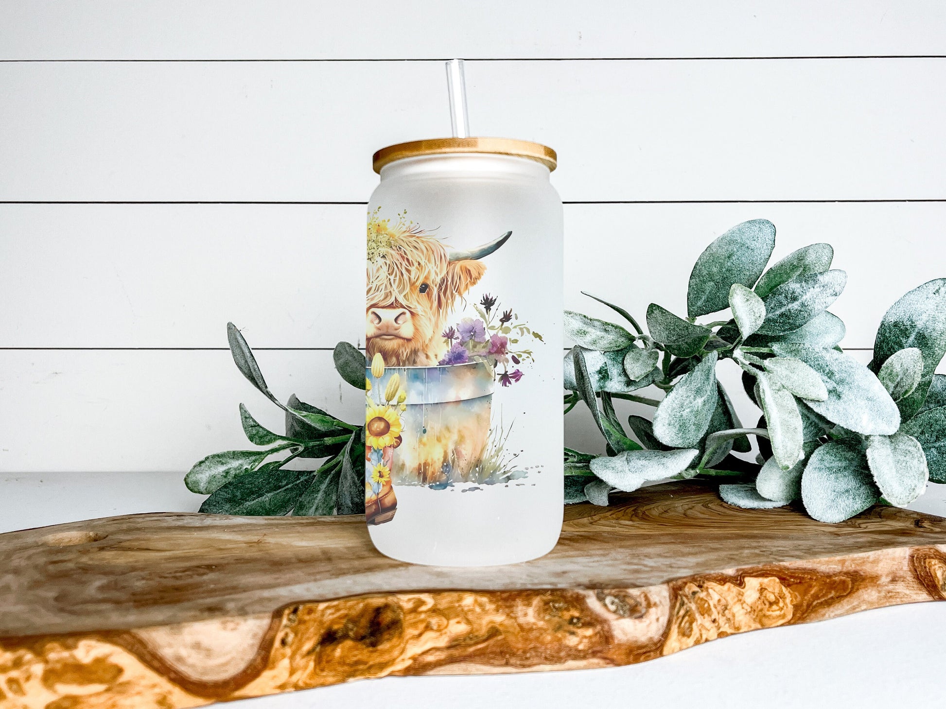 Baby Highland Cow Cup Iced Coffee Cup Glass, Beer Can Glass, Highland Cow Coffee Cup, Glass Cup Coffee Can Beer, Cow Soda Can Glass