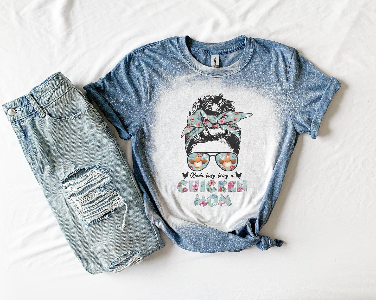 Chicken Mom Shirt Tee, Chicken Bleached Tee, Chicken Mom Bleached Shirt, Chicken Shirt Tee