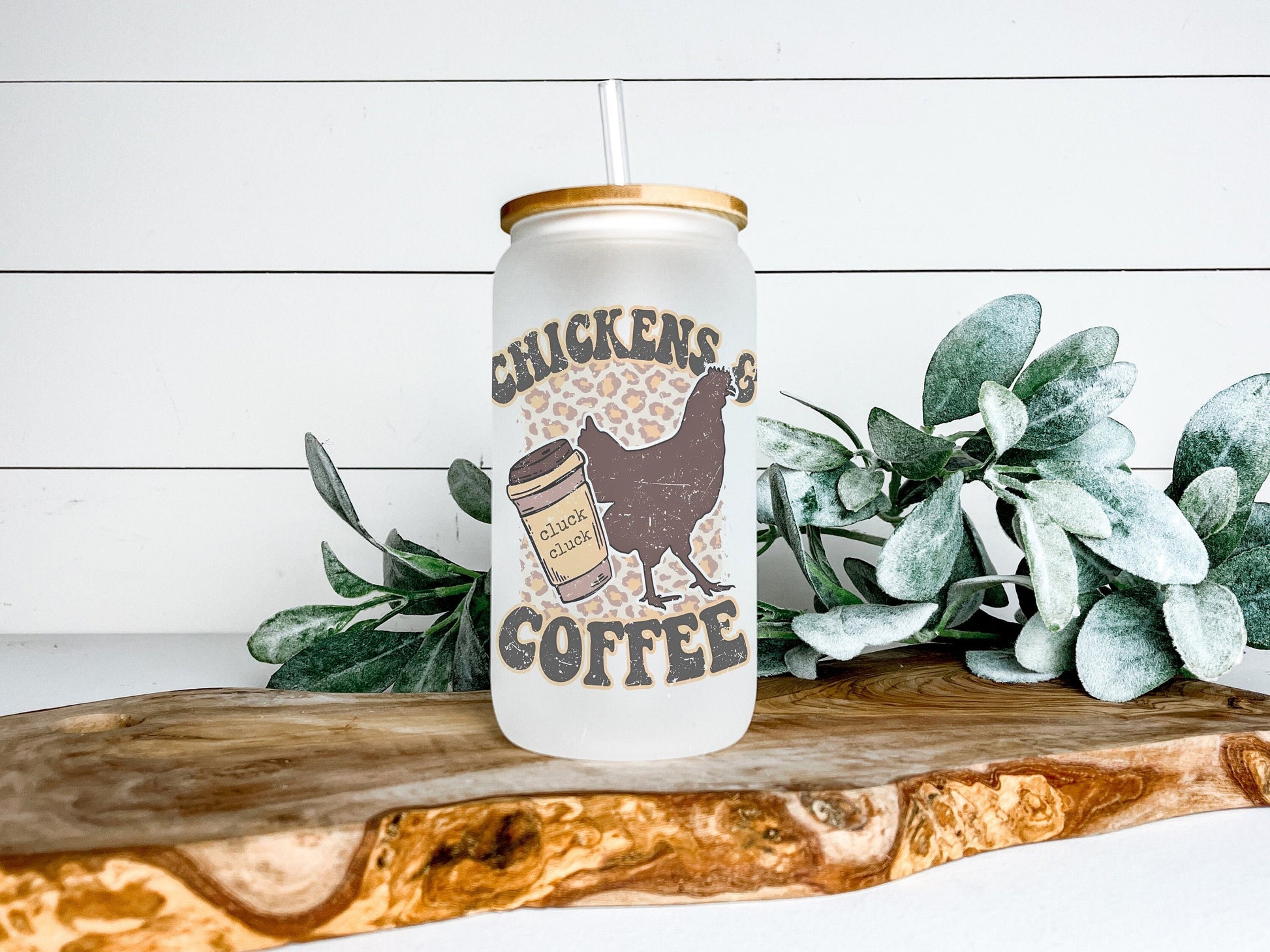 Chickens & Coffee Cup Iced Coffee Cup Glass, Beer Can Glass, Chickens Coffee Coffee Cup