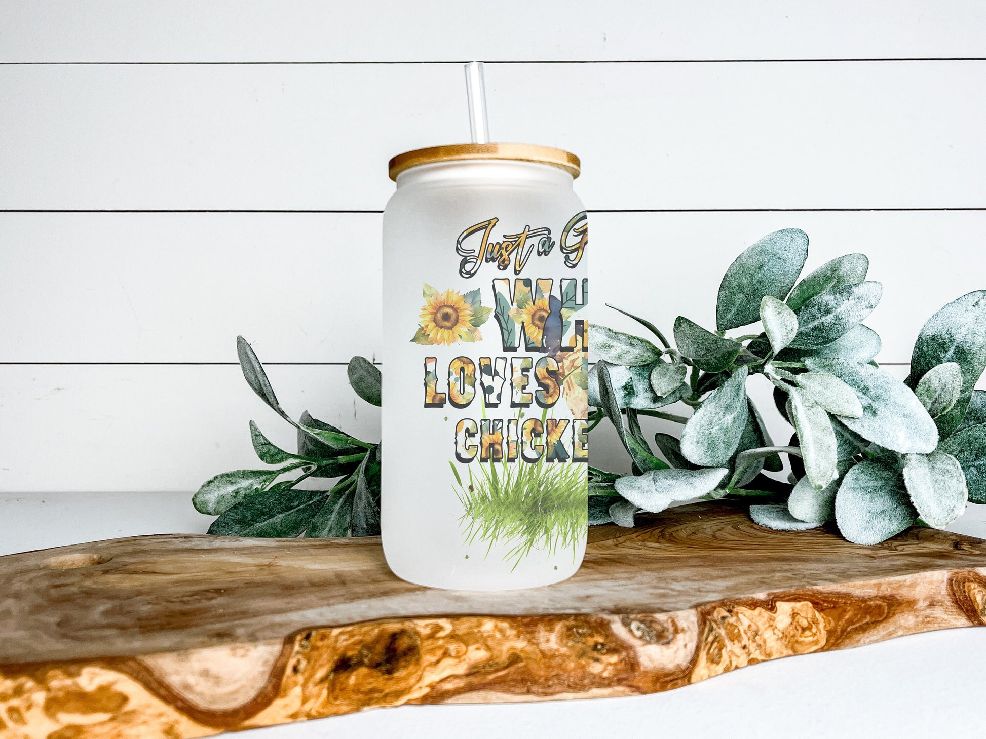Just A Girl Who Loves Chickens Cup Iced Coffee Cup Glass, Beer Can Glass, Chicken Coffee Cup, Glass Cup Coffee Can Beer