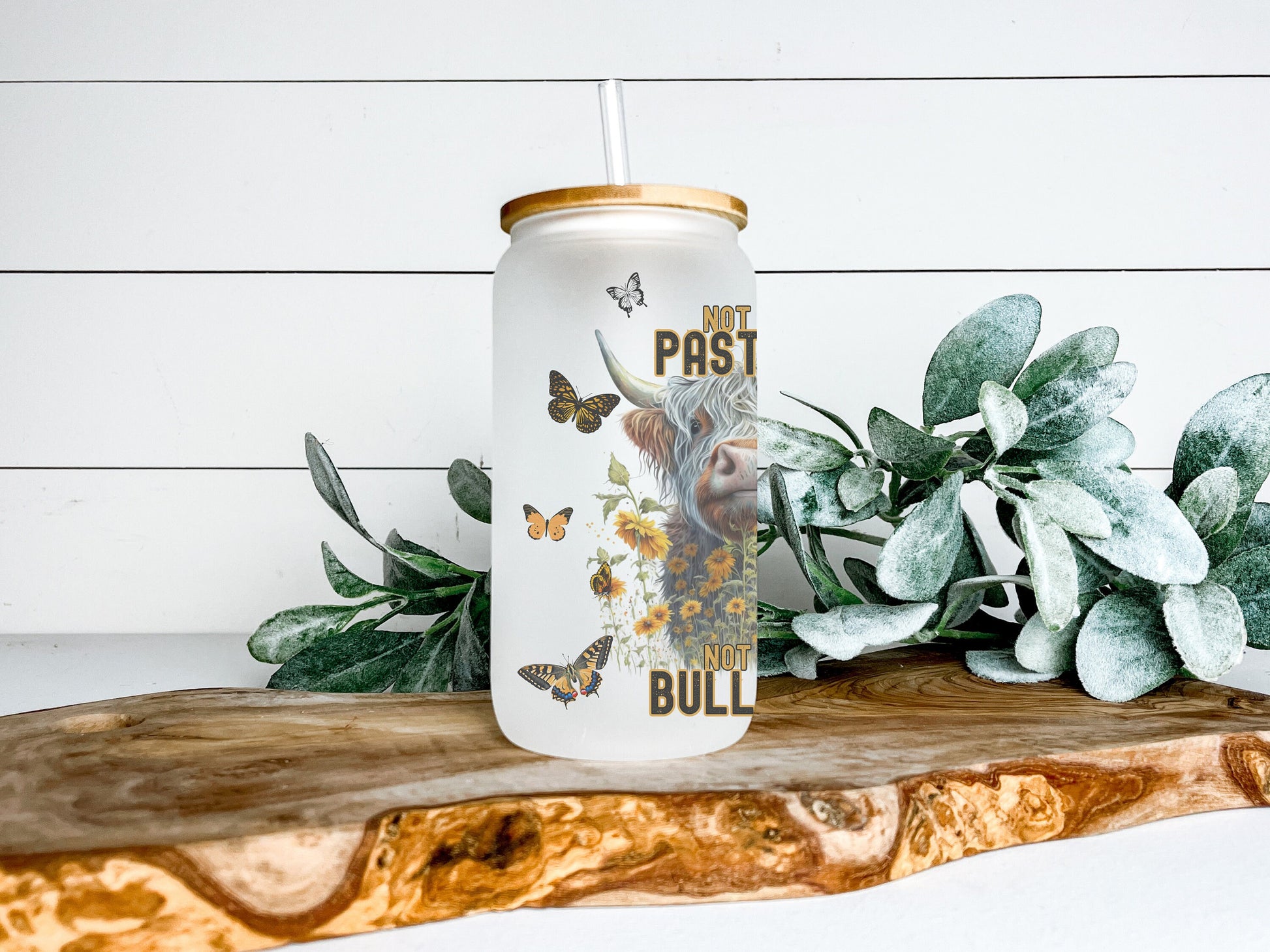 Not My Pasture Not My Bullsh*t Cow Cup Iced Coffee Cup Glass, Beer Can Glass, Highland Cow Coffee Cup, Glass Cup Coffee Can Beer