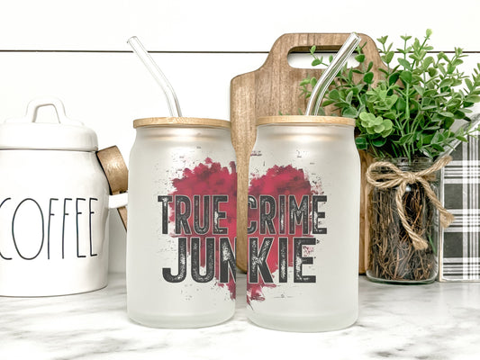 True Crime Cup Iced Coffee Cup Glass, Beer Can Glass, True Crime Iced Coffee Cup, Glass Cup Coffee Can Beer