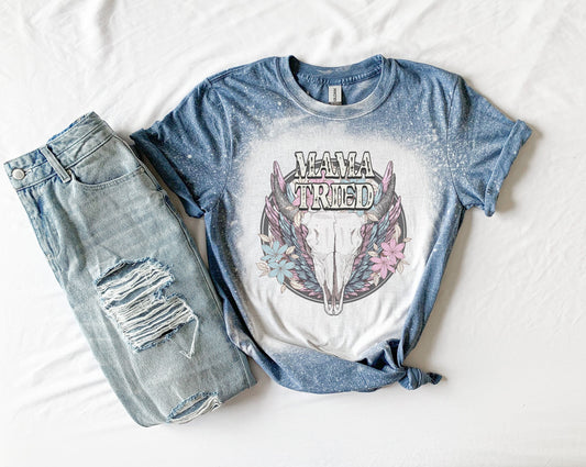 Mama Tried Shirt Tee, Western Bleached Shirt, Southern Western Bleached Shirt, Mama Shirt Tee