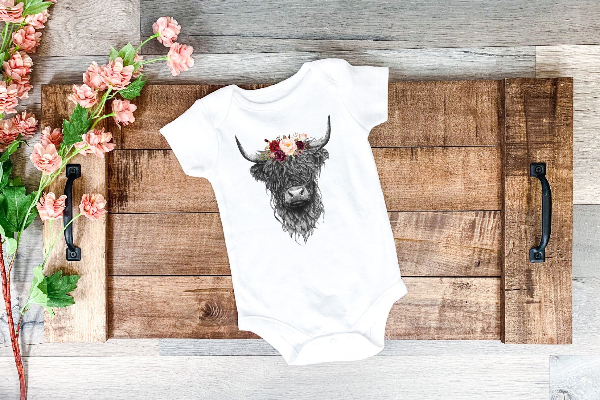 Highland Cow Bodysuit, Highland Cow Baby Creeper, Country Baby, Farming Baby