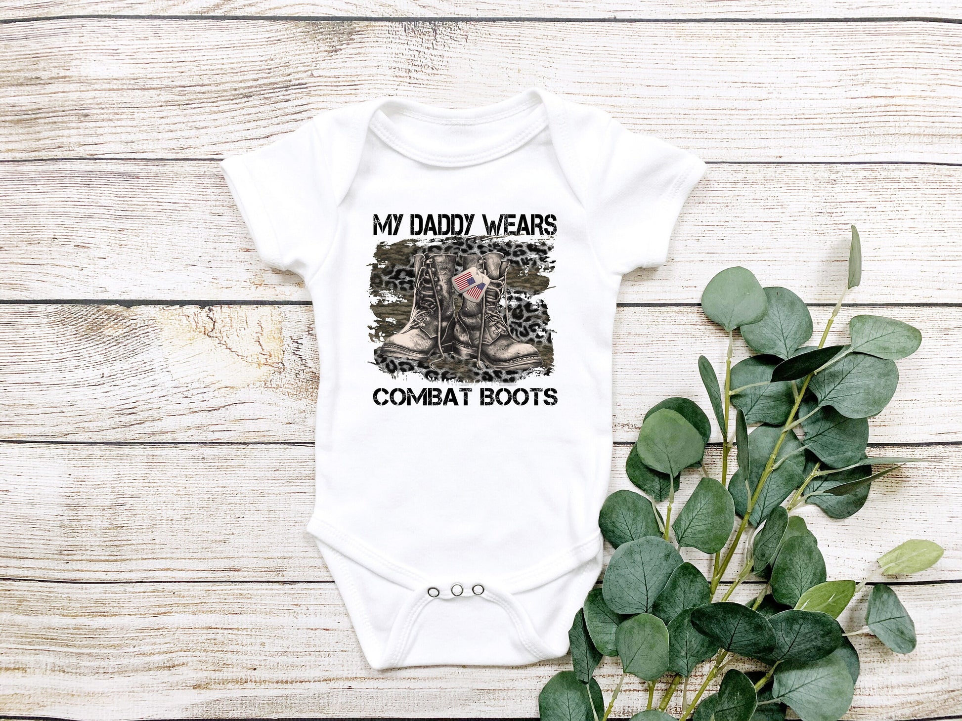 My Daddy Wears Combat Boots Baby Bodysuit, Military Daddy Baby Creeper, Cute Father's Day Gift Ideas