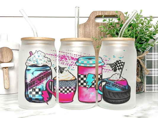 Coffee Racing Cup Iced Coffee Cup Glass, Racing Beer Can Glass, Racing Iced Coffee Cup, Glass Cup Coffee Can Beer