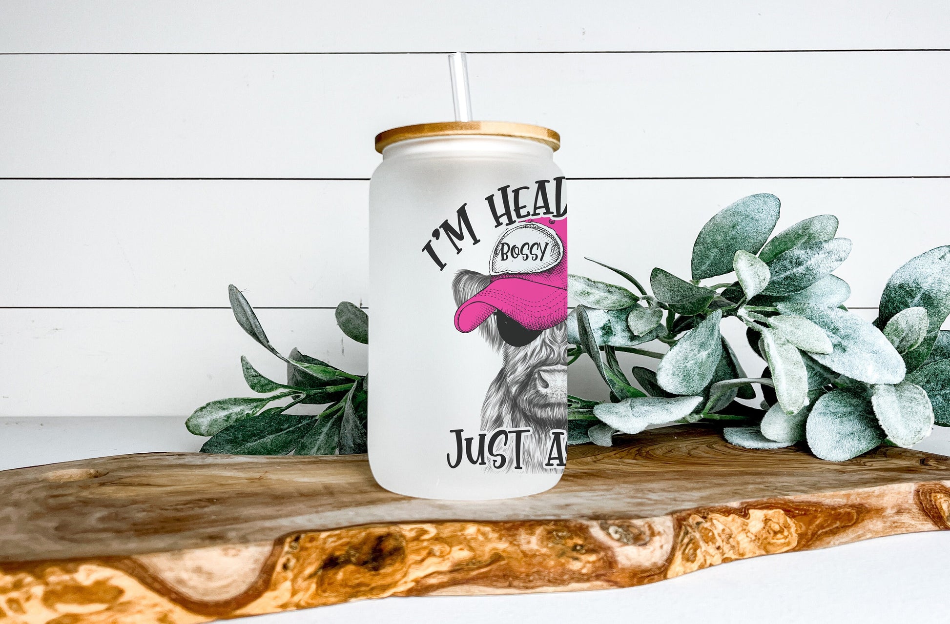 I'm Head Heffa Cow Cup Iced Coffee Cup Glass, Beer Can Glass, Cow Coffee Cup, Glass Cup Coffee Can Beer, Cow Soda Can Glass
